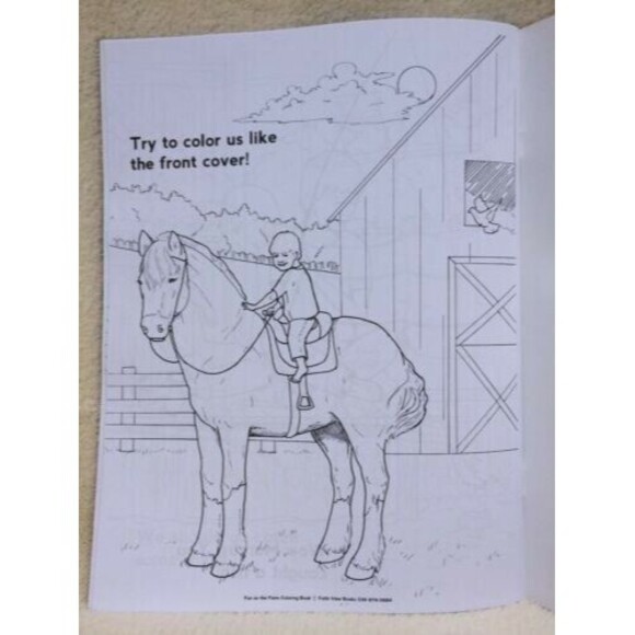 Coloring Book Farm Animals Childrens Homeschool Coloring Book Barnyard Rhymes - Picture 4 of 9